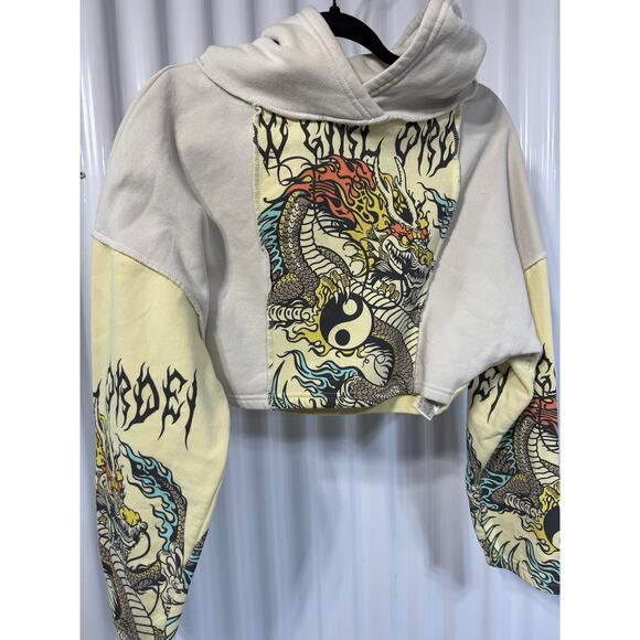 NG Order New Girl Order Cropped Hoodie Yin Yang Dragon Panel Pullover Size 8 - Picture 1 of 5